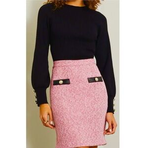 NWT 4 Fitted Sweater w Pink Tweed Skirt Dress